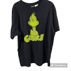 Dr. Suess Black Men's Tee "Mr. Grinch," Men's Large